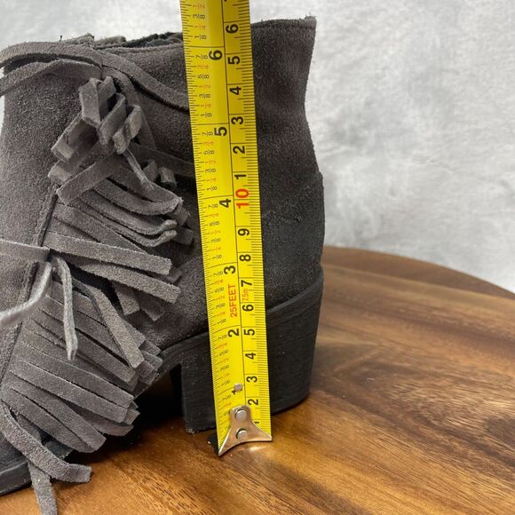 AllSaints Boots Womens 39 US 8.5 Gray Suede Fringe Rustic Look Ankle Bonny West - Picture 9 of 16